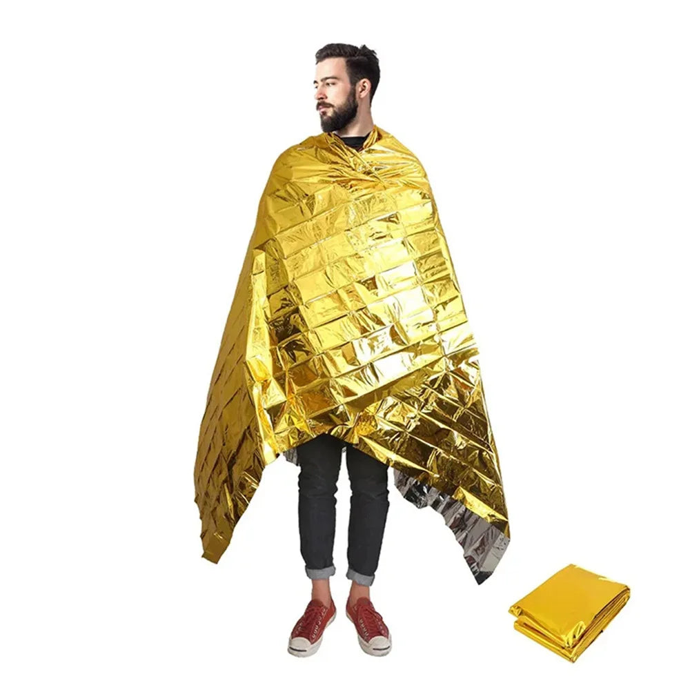 Emergency Blanket Outdoor Survive First Aid Rescue Kit Windproof Waterproof Foil Thermal Blanket for Camping Hiking