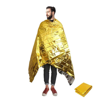 Emergency Blanket Outdoor Survive First Aid Rescue Kit Windproof Waterproof Foil Thermal Blanket for Camping Hiking