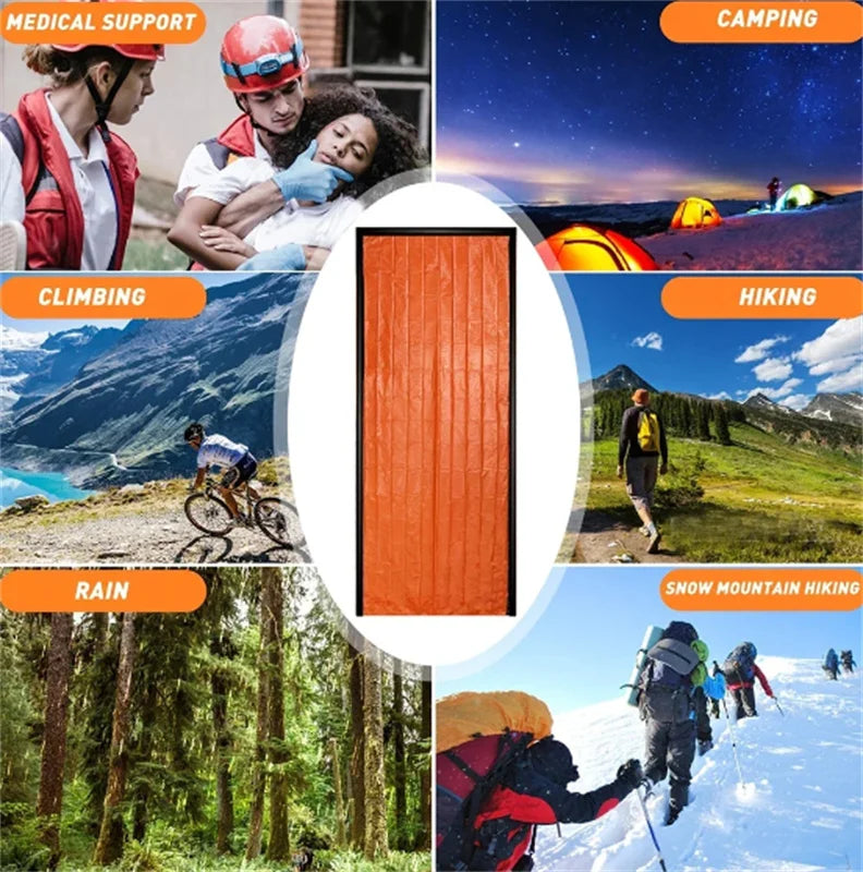 Emergency Sleeping Bag Ultra Waterproof Mylar Thermal Blankets Lightweight Survival Sleeping Bag Keep Warm for Camping Hiking